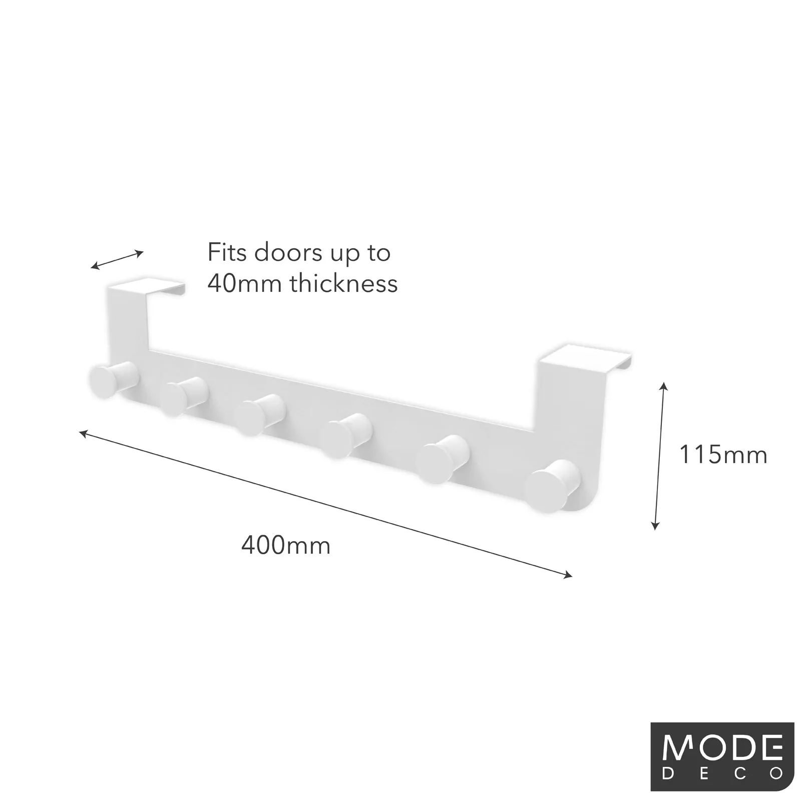 6 White Hooks Over Door