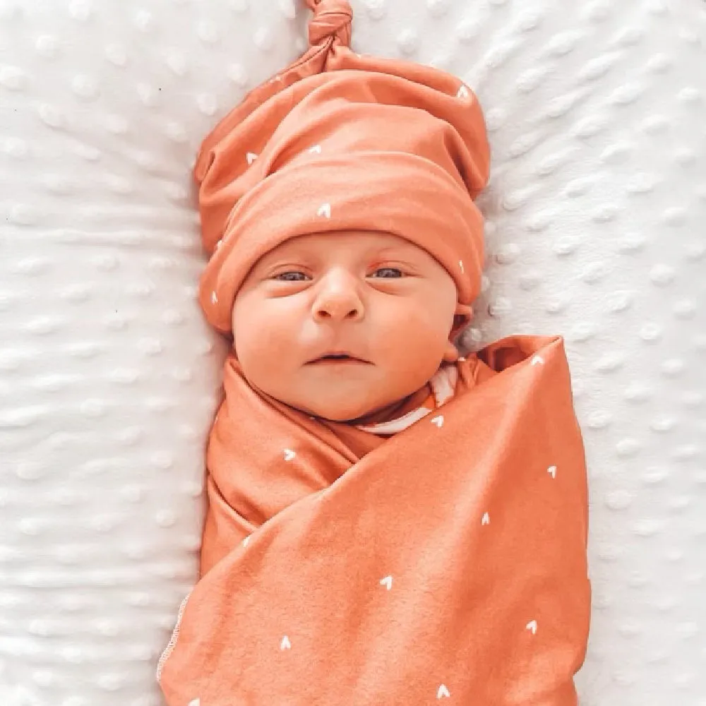 Baby Swaddle   Headband Set - Hearts