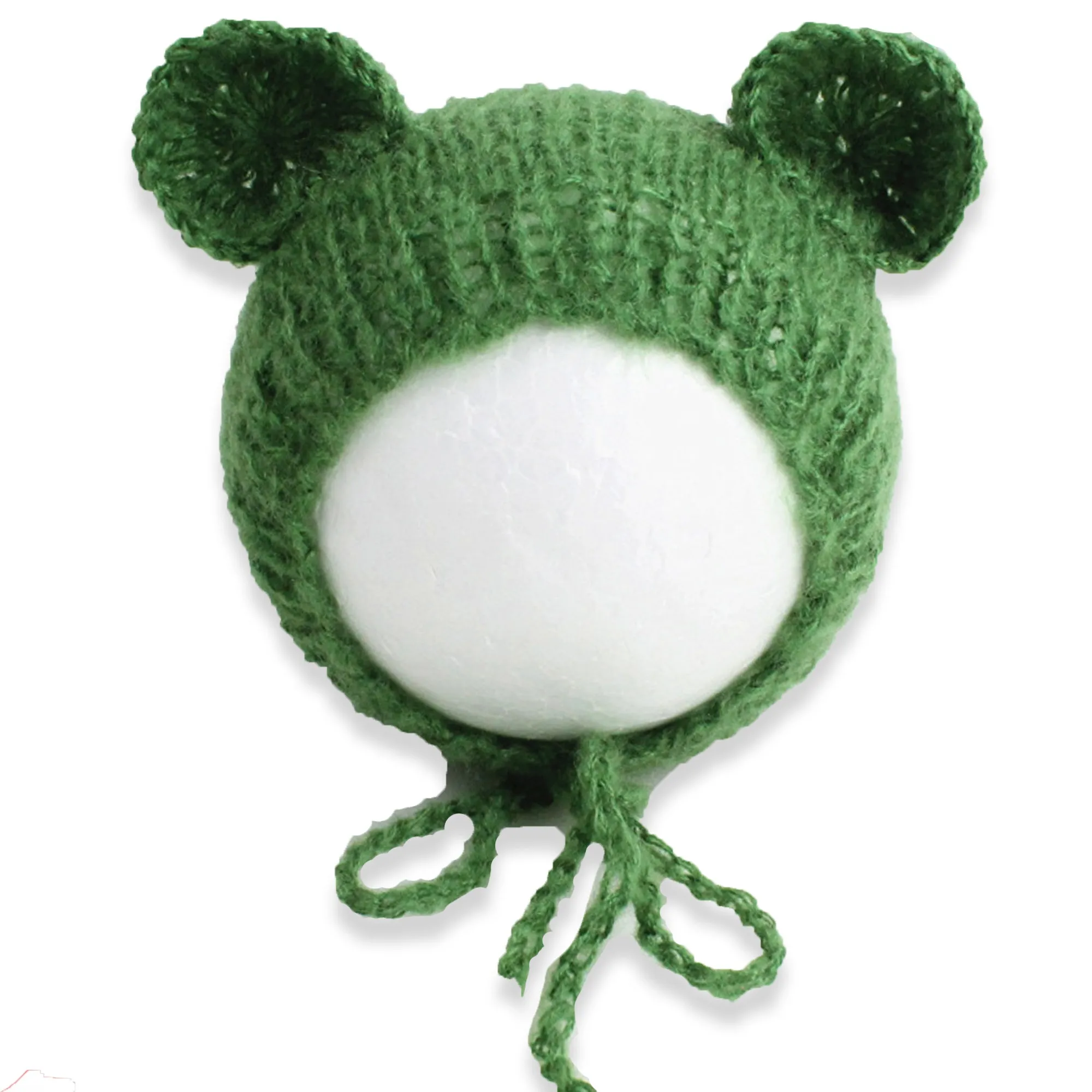 Babymoon Knitted Mohair Baby Hat Cap | Baby Photoshoot Props | 0-3 Months | Green