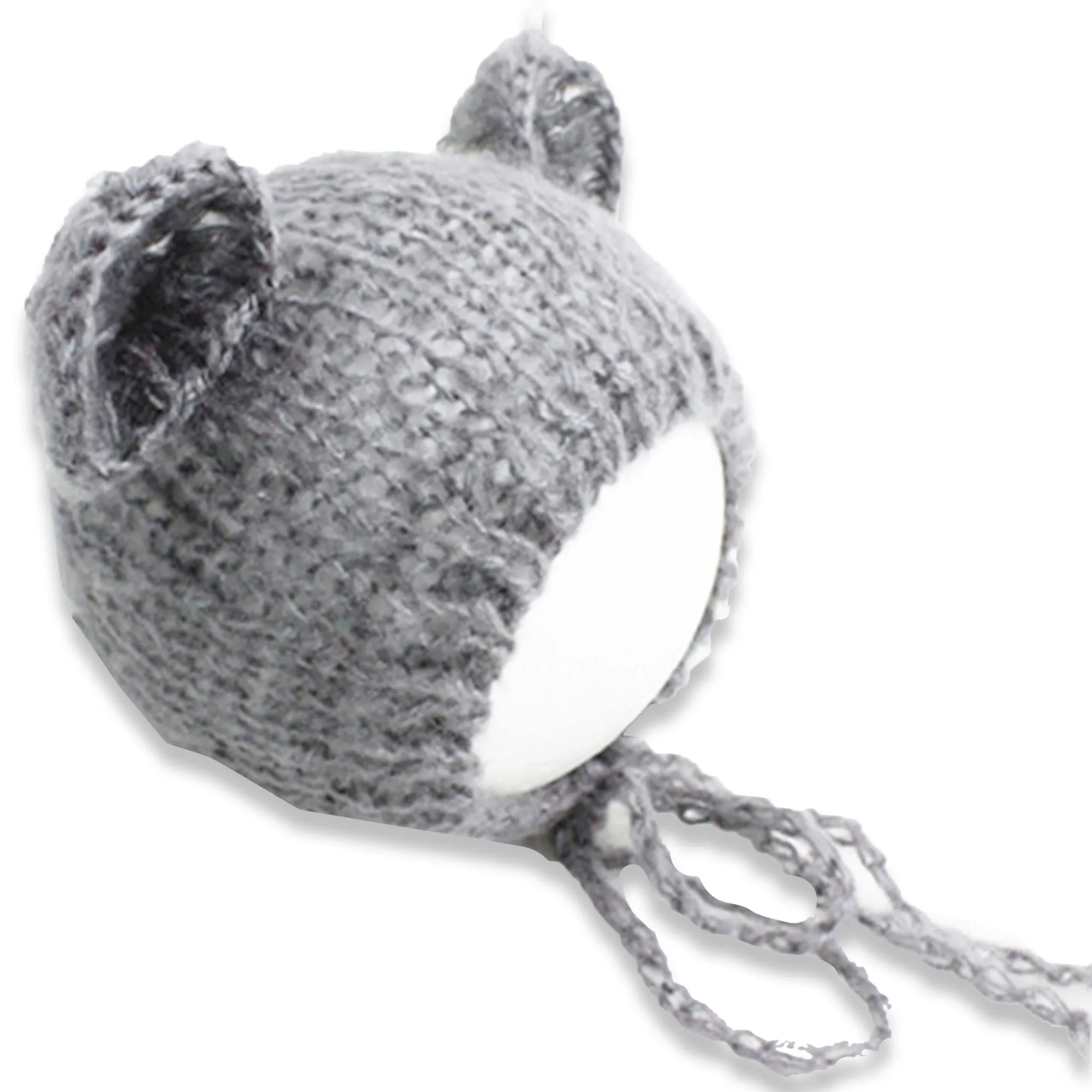 Babymoon Knitted Mohair Baby Hat Cap | Baby Photoshoot Props | 0-3 Months | Grey