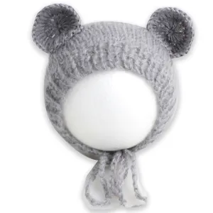 Babymoon Knitted Mohair Baby Hat Cap | Baby Photoshoot Props | 0-3 Months | Grey
