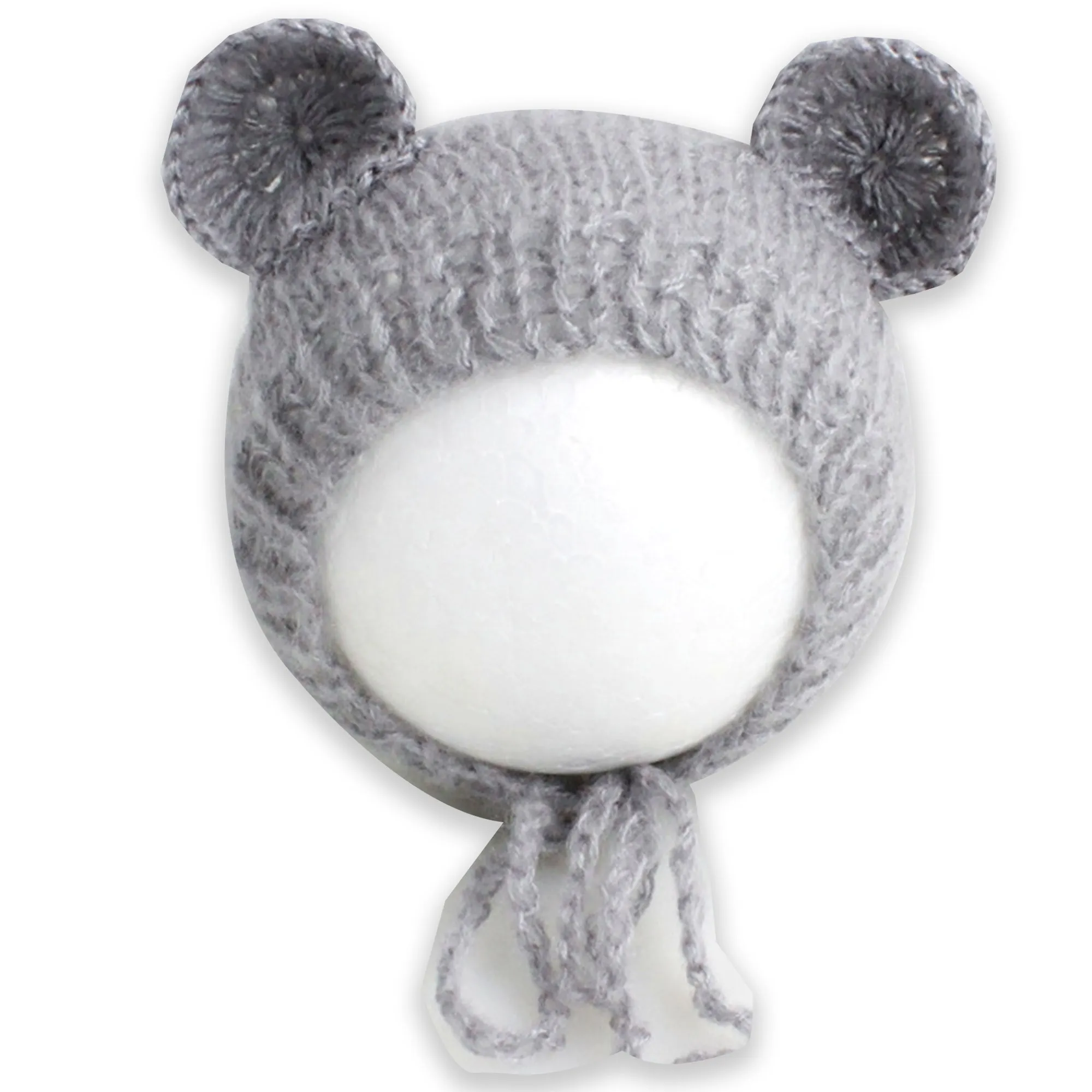 Babymoon Knitted Mohair Baby Hat Cap | Baby Photoshoot Props | 0-3 Months | Grey