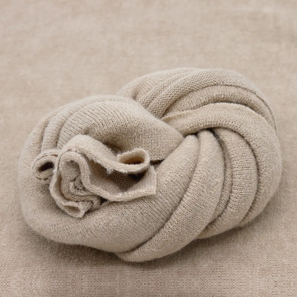 Babymoon Set of 2 | Knitted Wool Wrap and Bean Bag Layer | Baby Photography Props | Khaki