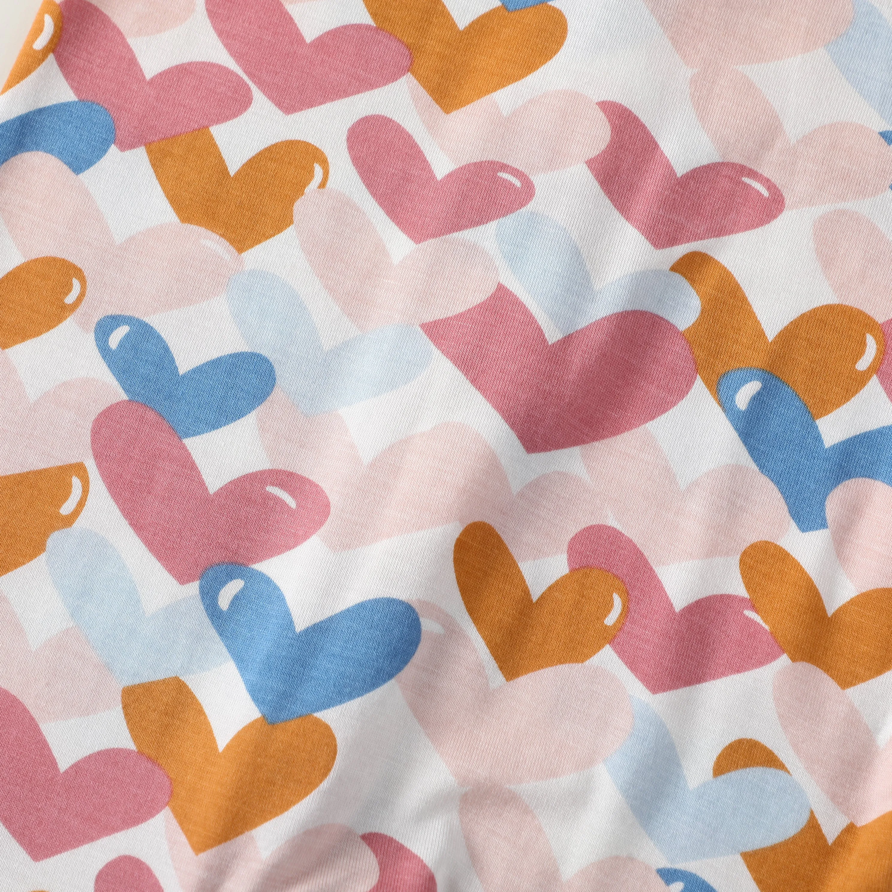 Bamboo Long Sleeve Zip Footless Baby Pajamas - Colorful Heart