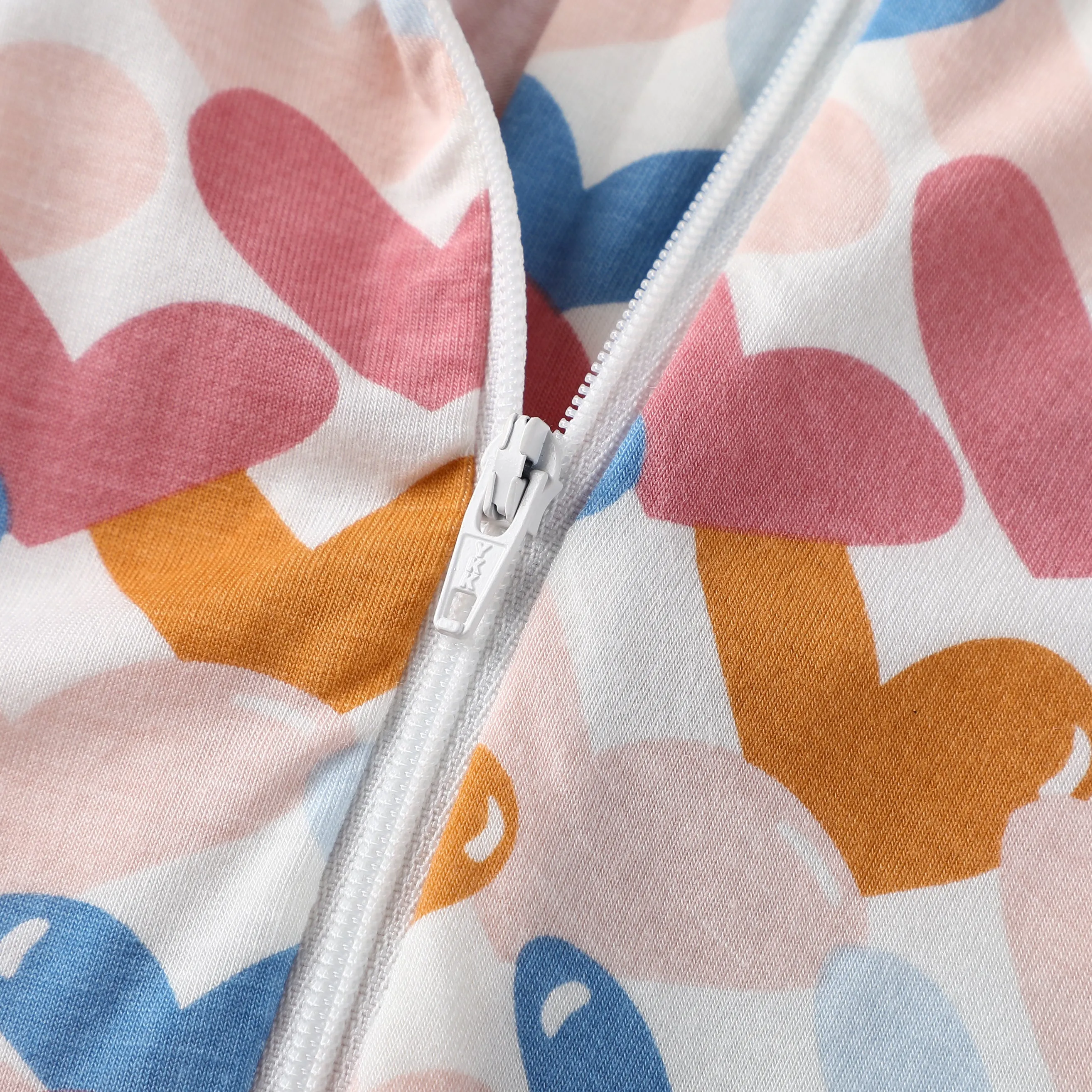 Bamboo Long Sleeve Zip Footless Baby Pajamas - Colorful Heart