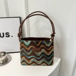 Bohemian Vintage Print Ripple Bandage Contrast Bags(3 Colors)