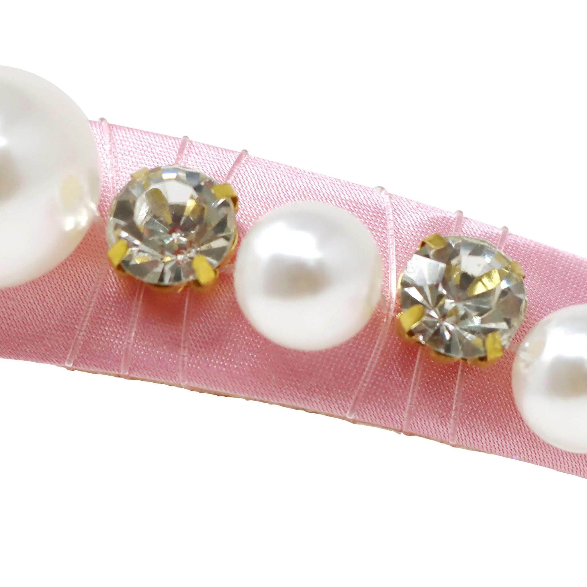 Claris Jewelled Pearl Headband with Ribbon Ties