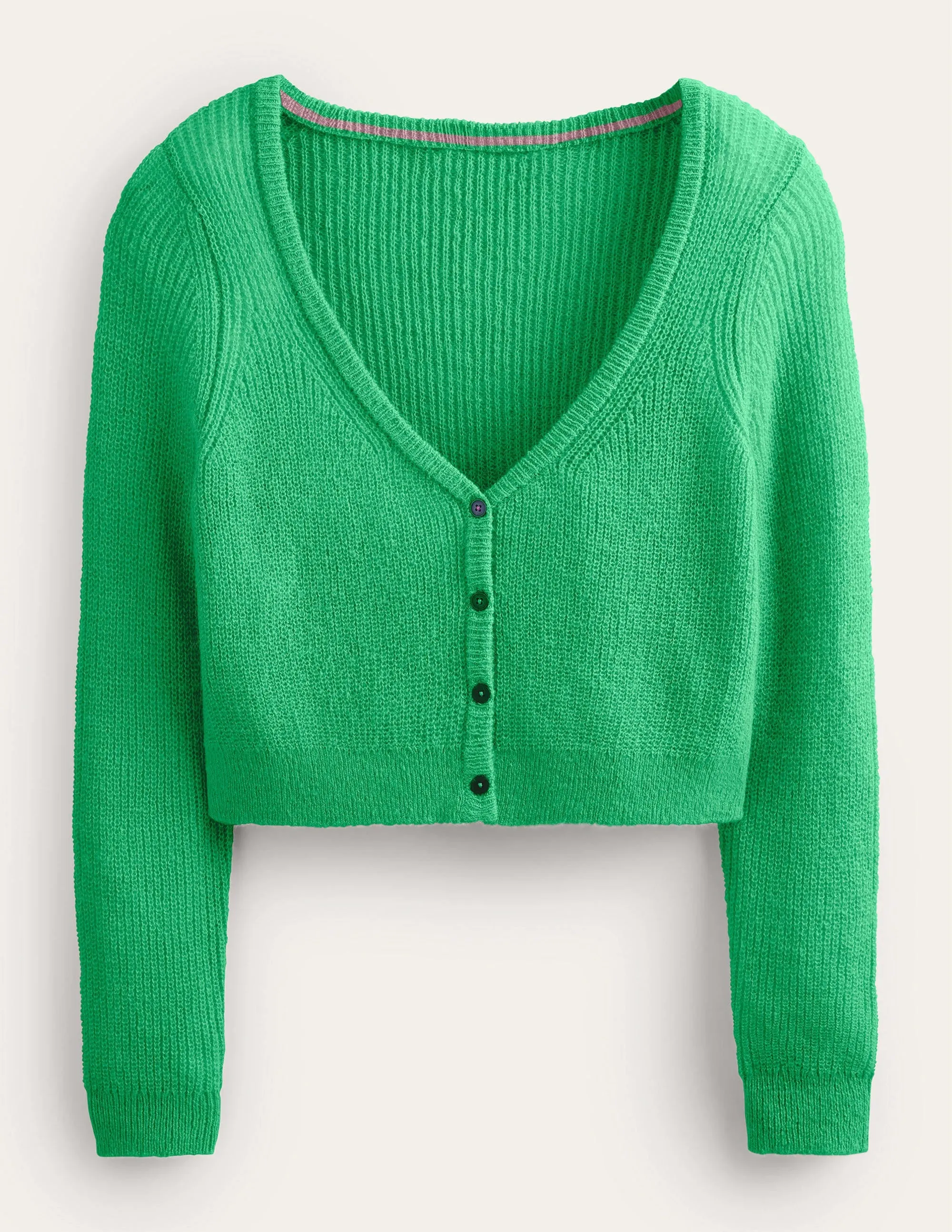 Cropped Fluffy Cardigan-Bright Green