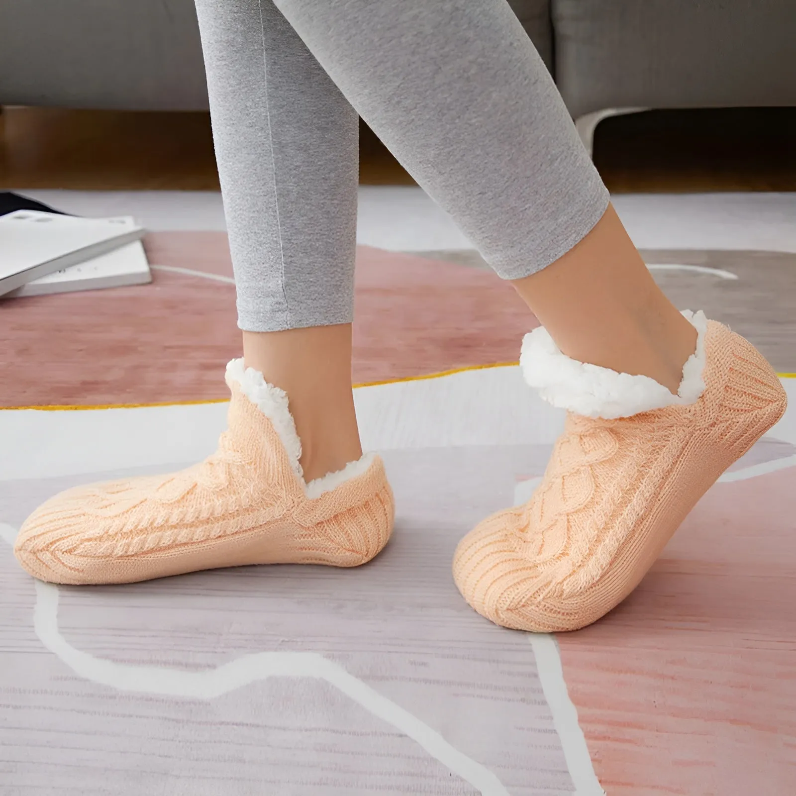 Indoor Comfort Socks With Non Slip Sole