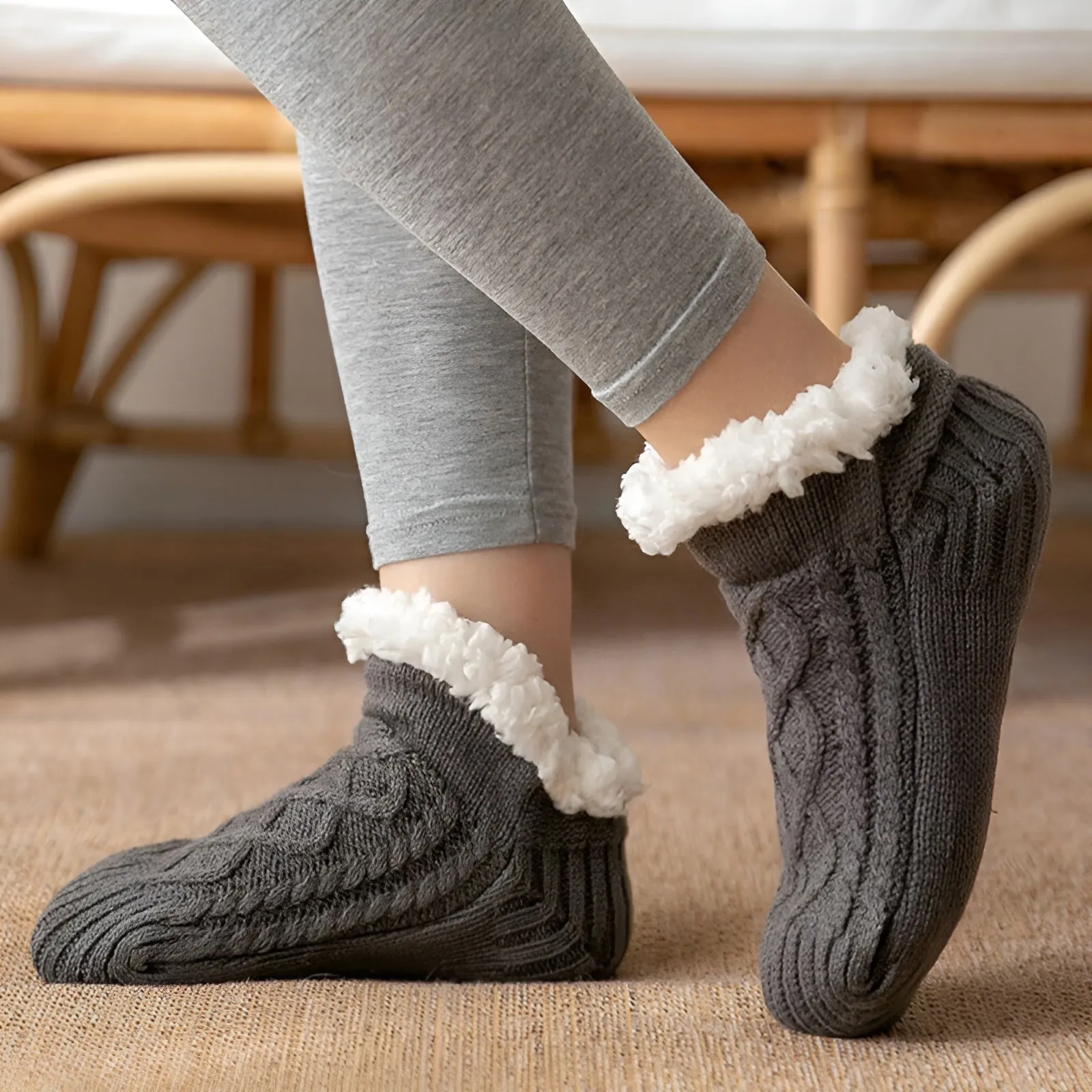 Indoor Comfort Socks With Non Slip Sole