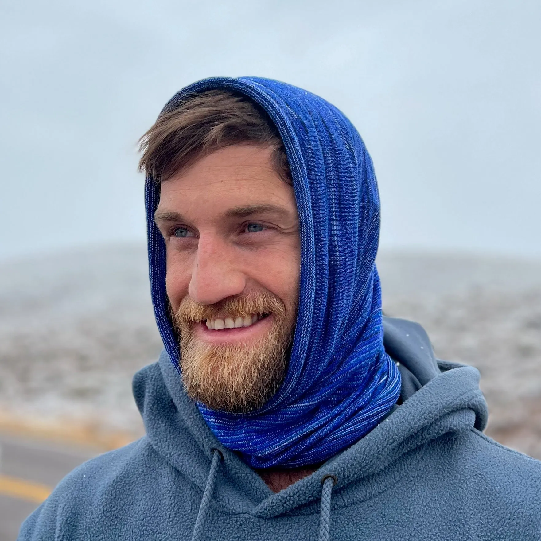 Merino Beanie Wrap - Alpine Blues