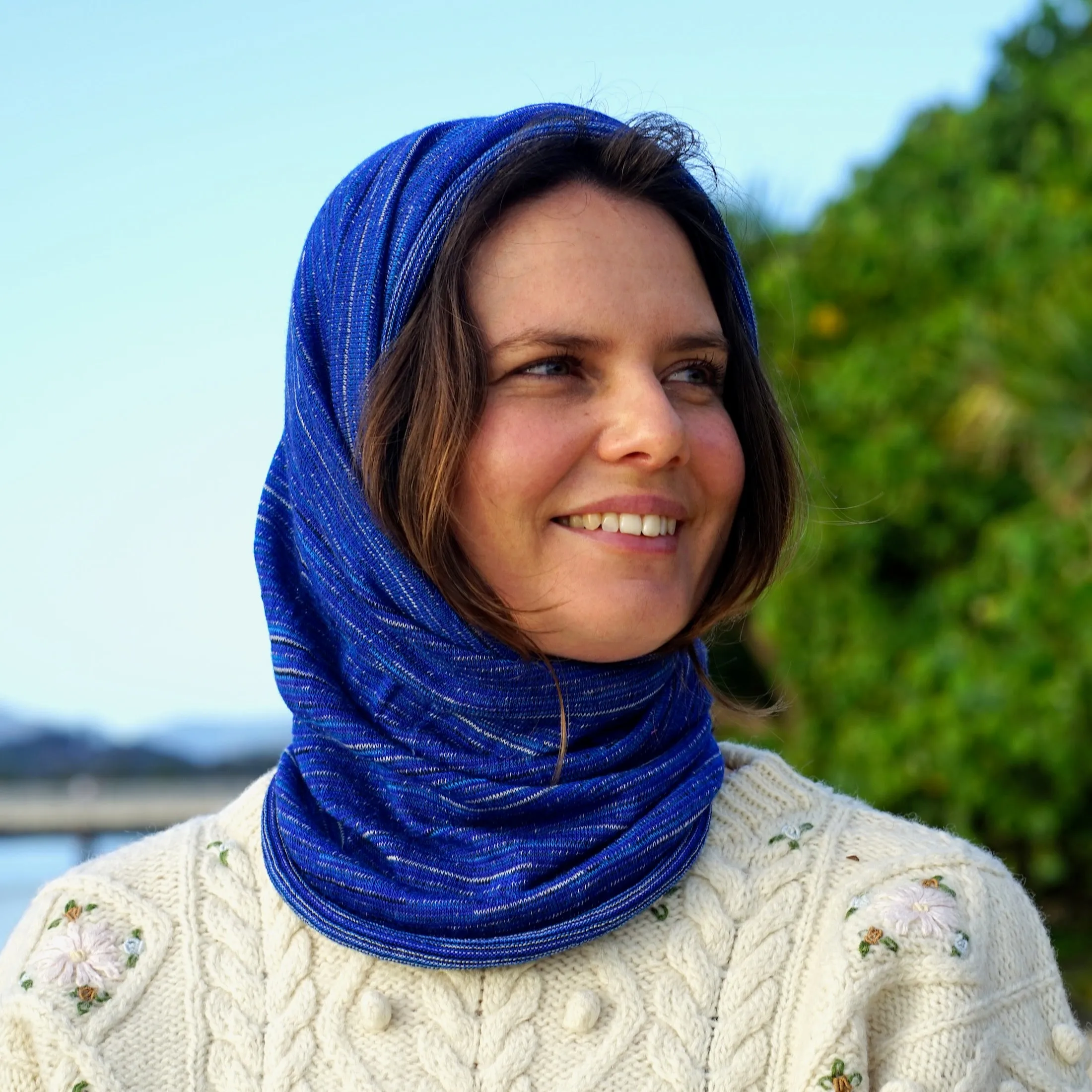 Merino Beanie Wrap - Alpine Blues