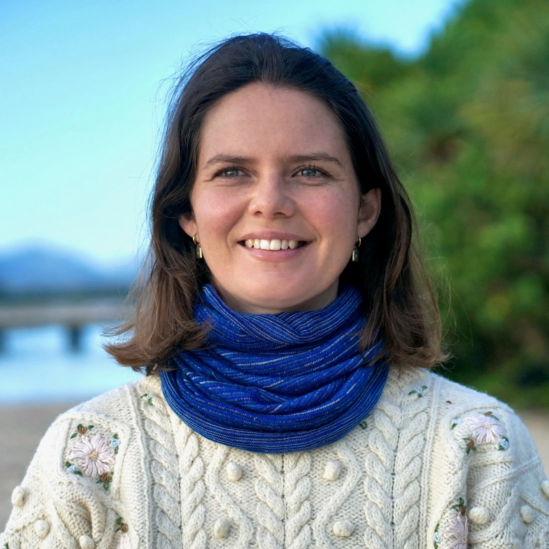 Merino Beanie Wrap - Alpine Blues