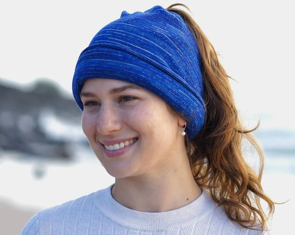 Merino Beanie Wrap - Alpine Blues