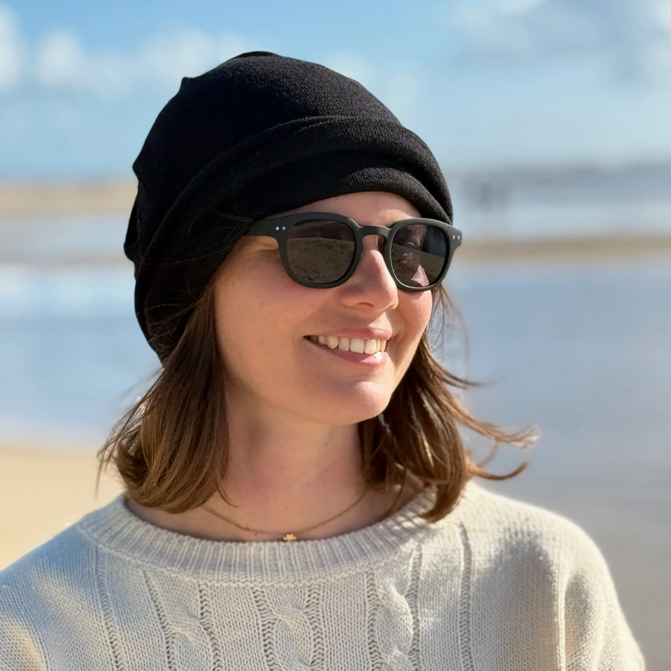 Merino Beanie Wrap - Black