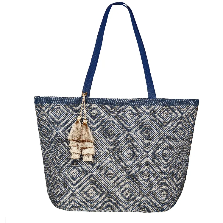 Mykonos Gold & Navy Tote Bag