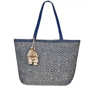 Mykonos Gold & Navy Tote Bag