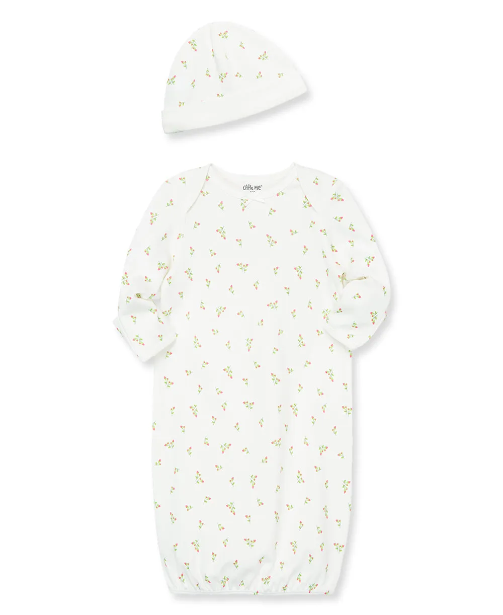 Rosebud Sleeper Gown And Hat