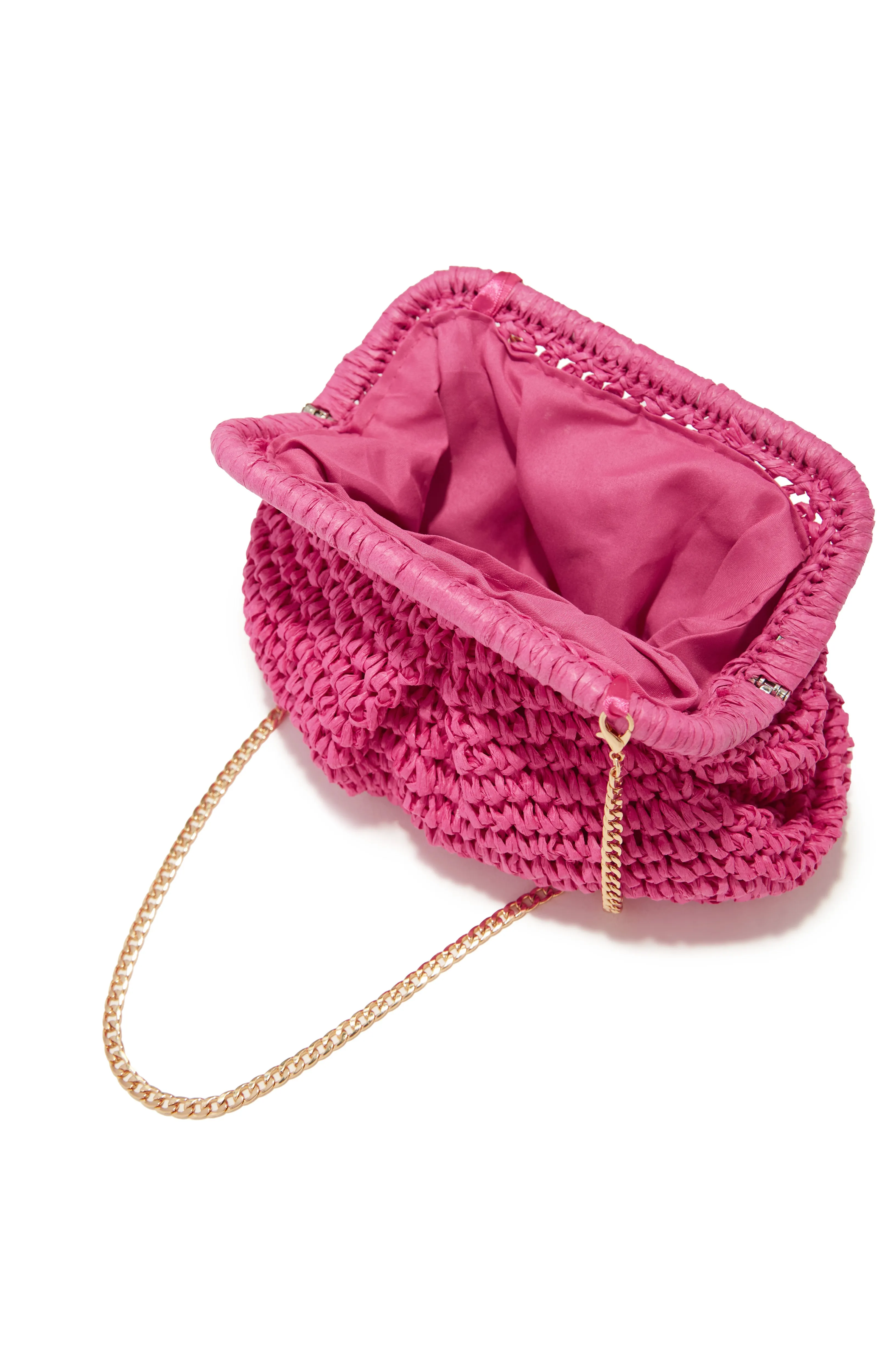 Sea You Soon Woven Straw Crossbody Handbag - Fuchsia