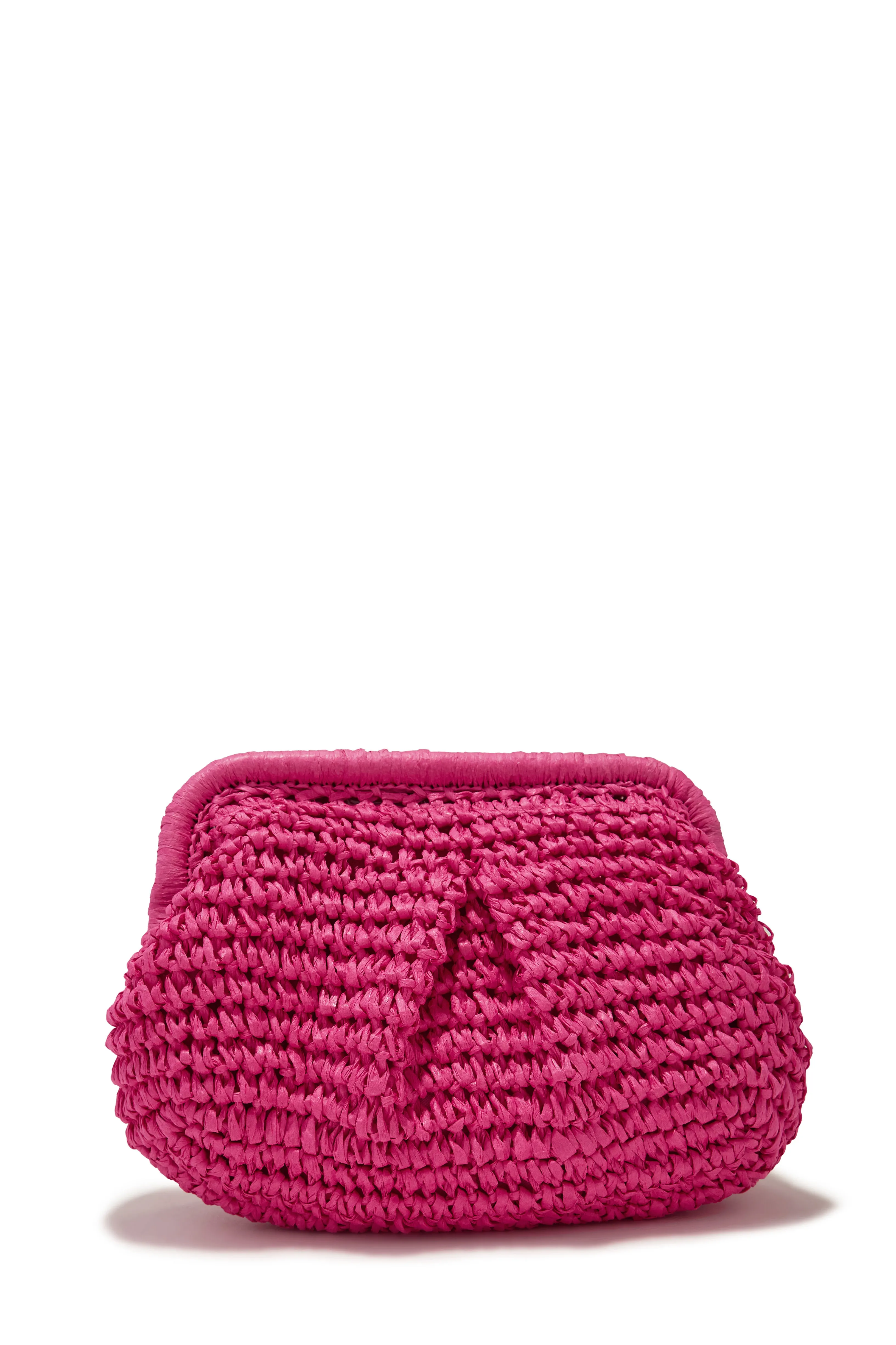 Sea You Soon Woven Straw Crossbody Handbag - Fuchsia