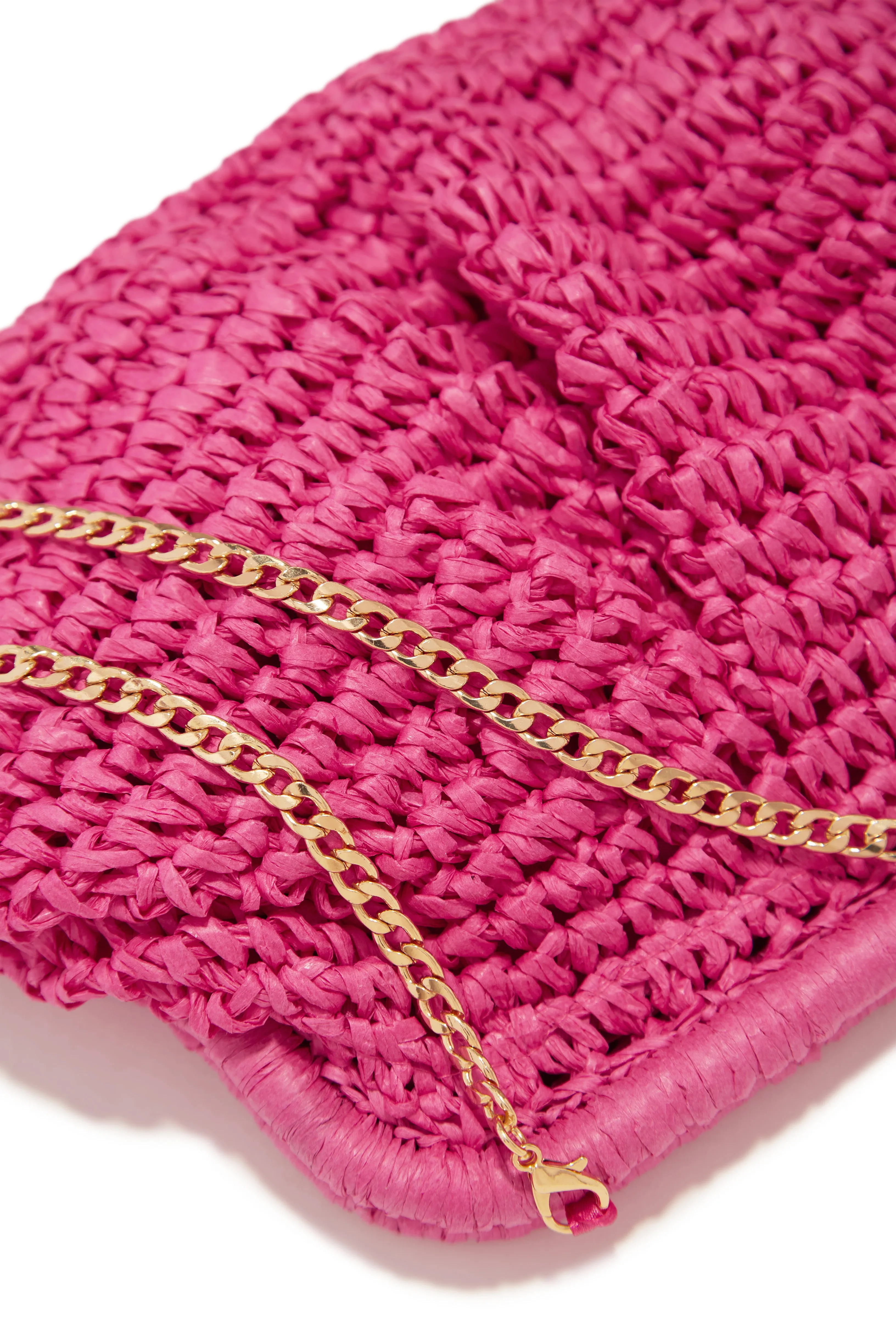Sea You Soon Woven Straw Crossbody Handbag - Fuchsia