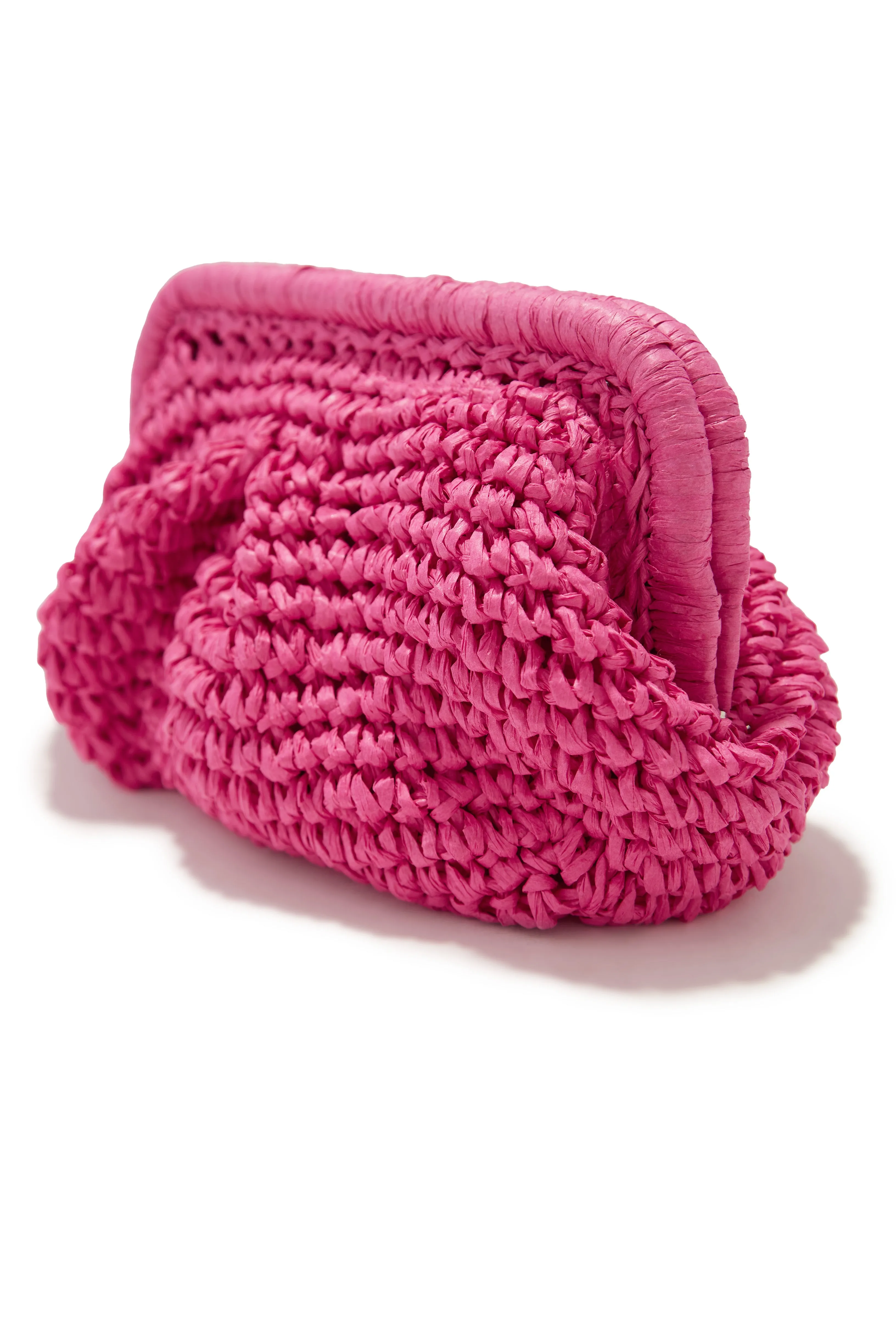 Sea You Soon Woven Straw Crossbody Handbag - Fuchsia