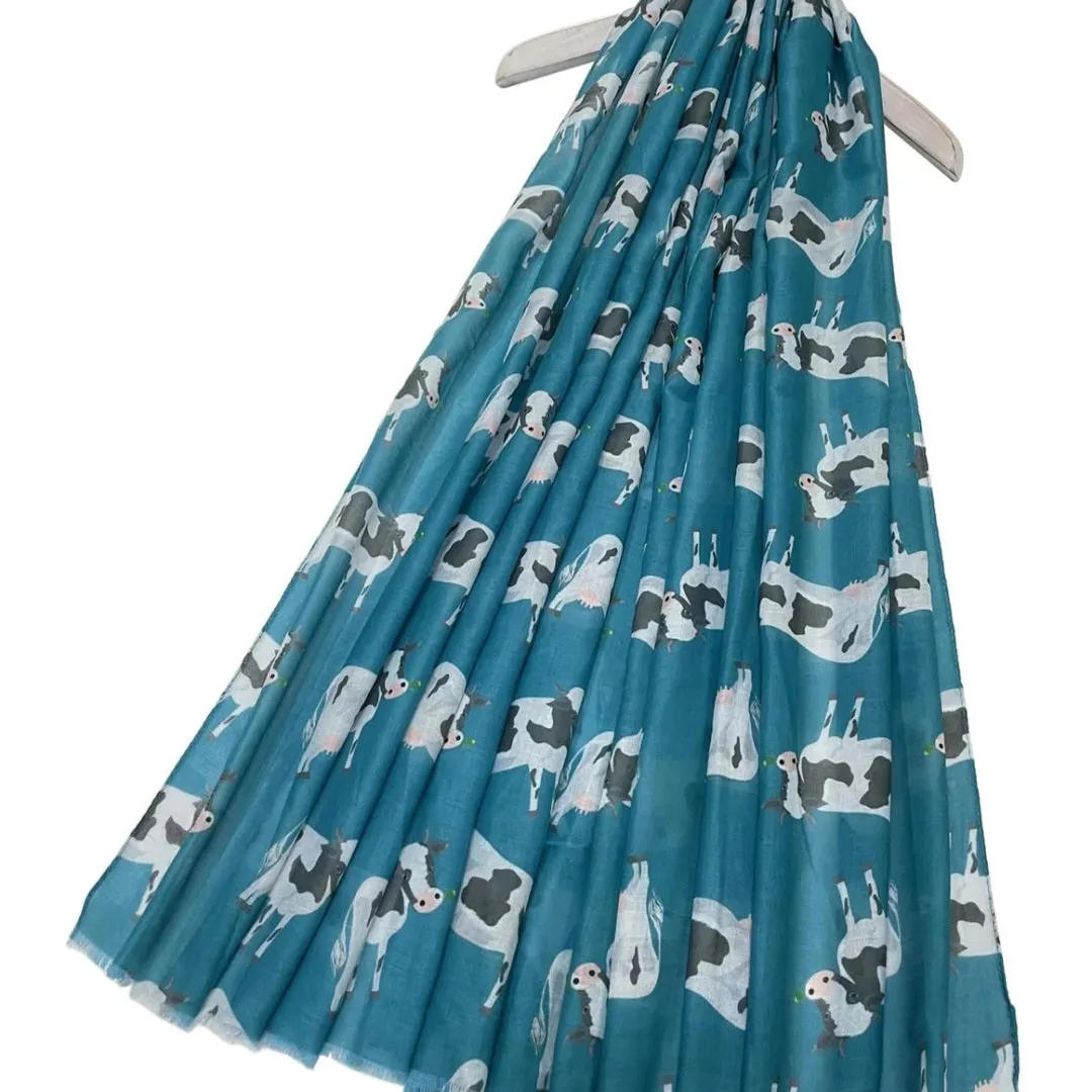 Teal Dairy Cow Scarf