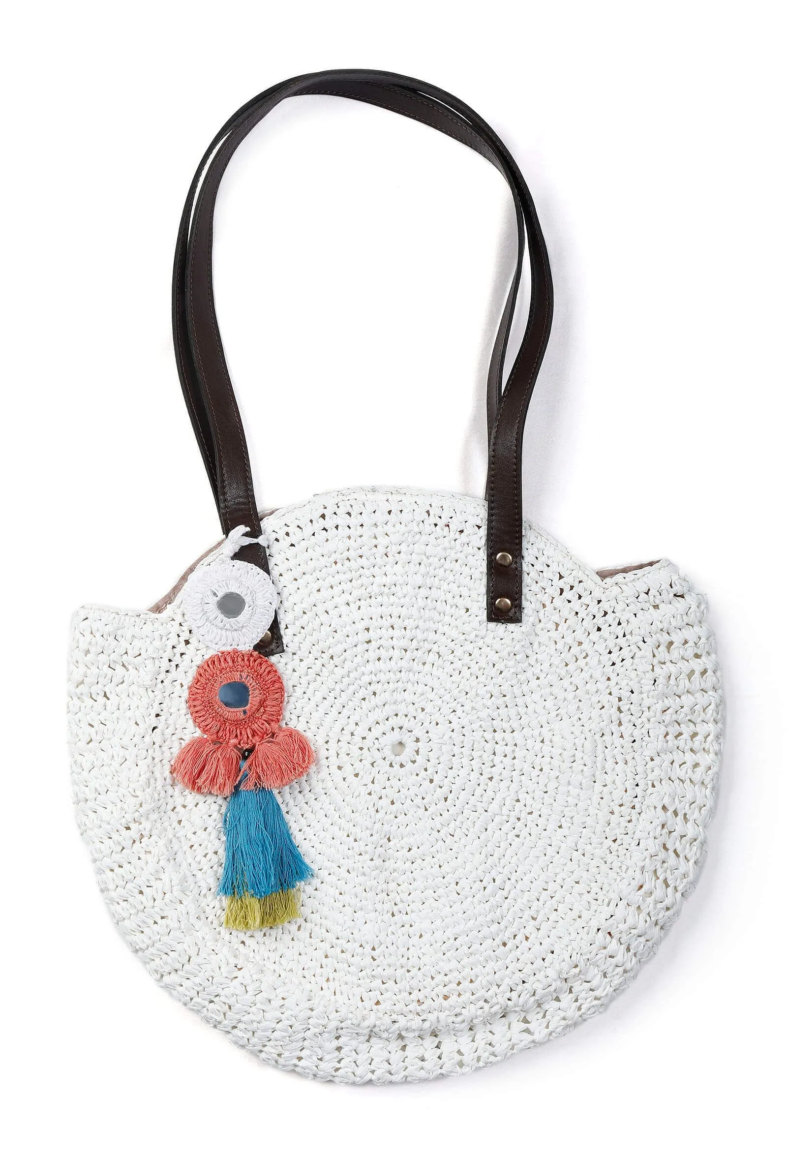 White Raffia Crochet Bag